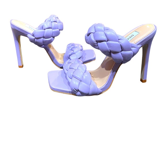 Steve Madden Shoes - STEVE MADDEN Womens Purple Kenley Square Toe Stiletto Slip On Sandals 6.5M